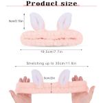 Jowmoy Cute Light Pink Rabbit Ears Headband Frog Eye Elastic to Wash Face for Women Makeup Shower Spa (1 Pack)