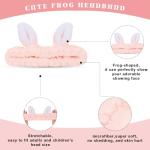 Jowmoy Cute Light Pink Rabbit Ears Headband Frog Eye Elastic to Wash Face for Women Makeup Shower Spa (1 Pack)