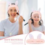 Jowmoy Cute Light Pink Rabbit Ears Headband Frog Eye Elastic to Wash Face for Women Makeup Shower Spa (1 Pack)