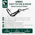 Sporn Head Halter for Dogs, No Pull Dog Harness, Durable Nylon Training Collar for Large Breeds, No Choke Design, Padded Restraints, Adjustable Fit, Easy On/Off, Black, Large