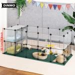 DINMO Small Animal Playpen with Oxford Mat, 24 inches Height, Pet Exercise Fence, Home Protector, Iron Mesh and Plastic Combination, Visualization, DIY, Games Hole Series, 60.2 x 24.8 x 24.8inch
