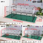 DINMO Small Animal Playpen with Oxford Mat, 24 inches Height, Pet Exercise Fence, Home Protector, Iron Mesh and Plastic Combination, Visualization, DIY, Games Hole Series, 60.2 x 24.8 x 24.8inch