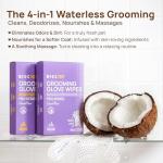 HICC PET Glove Wipes Pro | Pet Grooming Wipes for Dogs & Cats | Rinse-Free Grooming Mittens | 4-in-1 Cleaning & Conditioning | Pet Bathing Wipes for Horse Coat Care, Skin, Coat & Hoof | Unscented