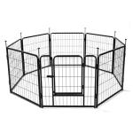 Amazon Basics Dog Playpen, 8 Panels Metal Fence with Door, Foldable for Indoor and Outdoor Use, Suitable for Small to Medium Sized Dogs, 24 Inch Height, Black