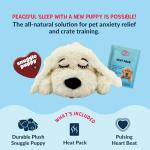 Snuggle Puppy Heartbeat Dog Toy for Puppies, Real-Feel Heartbeat, Calming Sleep Aid and Crate Training Comfort Toy with Heat Pack, Cream Plush Design