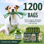 Reli. Biodegradable Dog Poop Bags w/Holder (1200 Count - 80 Rolls Bulk) | Leash Clip Dispenser | 9x13" Large Dog Bags for Poop | Green Eco-Friendly Oxobiodegradable Waste Disposal Refills (Unscented)