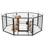 Amazon Basics Dog Playpen, 8 Panels Metal Fence with Door, Foldable for Indoor and Outdoor Use, Suitable for Small to Medium Sized Dogs, 24 Inch Height, Black