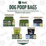 Reli. Biodegradable Dog Poop Bags w/Holder (1200 Count - 80 Rolls Bulk) | Leash Clip Dispenser | 9x13" Large Dog Bags for Poop | Green Eco-Friendly Oxobiodegradable Waste Disposal Refills (Unscented)