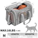 Soft-Sided Cat/Dog/Pet Carrier, Collapsible Pets Travel Carriers for Big Cats/Small Dogs with Shoulder Strap & Removable Mat, Mesh Puppy Carry Bag, Up to 16 Lbs, TSA Airline Approved(Gray)