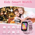 DERUI 1.5 Inches Kids Smart Watch for Boys Girls, 26 Puzzle Games, Smartwatch with Camera, Pedometer, Video Voice Music Player Learning Card, Birthday Gift for 3-12 Years Children (Pink)