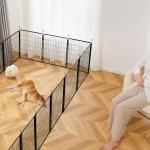 Amazon Basics Dog Playpen, 8 Panels Metal Fence with Door, Foldable for Indoor and Outdoor Use, Suitable for Small to Medium Sized Dogs, 24 Inch Height, Black