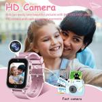 DERUI 1.5 Inches Kids Smart Watch for Boys Girls, 26 Puzzle Games, Smartwatch with Camera, Pedometer, Video Voice Music Player Learning Card, Birthday Gift for 3-12 Years Children (Pink)