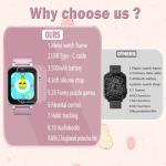 DERUI 1.5 Inches Kids Smart Watch for Boys Girls, 26 Puzzle Games, Smartwatch with Camera, Pedometer, Video Voice Music Player Learning Card, Birthday Gift for 3-12 Years Children (Pink)