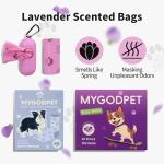 MYGODPET Dog Poop Bags Rolls with Dispenser 150 Count Biodegradable Bags for Dog and Cat Lavender Scented Waste Bag Leak Proof Doggie Poop Bag Doggy Trash Bag Purple