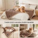 Luciphia Waterproof Pet Blanket, Liquid Pee Proof Dog Blankets for Sofa Bed Couch, Reversible Sherpa Fleece Furniture Protector Cover for Small Medium Large Dogs Cats,Khaki Small（40" x 28"）