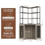 FACBOTALL Corner Dog Crate Furniture with Storage, Decorative Large Dog Kennel Indoor Furniture with Double Doors, 2 Safety Locks, 4-Tier Shelves, Large Dog Cage Furniture for Medium and Big Dogs
