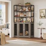 FACBOTALL Corner Dog Crate Furniture with Storage, Decorative Large Dog Kennel Indoor Furniture with Double Doors, 2 Safety Locks, 4-Tier Shelves, Large Dog Cage Furniture for Medium and Big Dogs