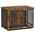 Feandrea Dog Crate Furniture, 38 Inches Dog Kennel for Dogs up to 70 lb, with Removable Tray, Heavy-Duty Dog Cage End Table Indoor, Double Doors Dog House, Easy to Clean, Rustic Brown