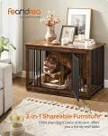 Feandrea Dog Crate Furniture, 38 Inches Dog Kennel for Dogs up to 70 lb, with Removable Tray, Heavy-Duty Dog Cage End Table Indoor, Double Doors Dog House, Easy to Clean, Rustic Brown