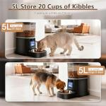 Automatic Cat Feeder with Camera, 5G WiFi Smart Pet Feeder with 2-Way Video/Audio, 45° Adjustable Angle, Night Vision, 5L Cat Food Dispenser for Cats & Small Dogs with APP Control for Vacation & Work