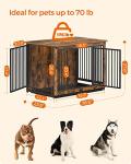 Feandrea Dog Crate Furniture, 38 Inches Dog Kennel for Dogs up to 70 lb, with Removable Tray, Heavy-Duty Dog Cage End Table Indoor, Double Doors Dog House, Easy to Clean, Rustic Brown