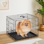 Sweetcrispy 24 Inch Single Door Dog Crate, Metal Pet Kennel with Secure Lock, Foldable Design, Removable Tray for Easy Cleaning, Portable Puppy Cage for Small Dogs, Ideal for Training & Travel