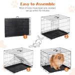 Sweetcrispy 24 Inch Single Door Dog Crate, Metal Pet Kennel with Secure Lock, Foldable Design, Removable Tray for Easy Cleaning, Portable Puppy Cage for Small Dogs, Ideal for Training & Travel