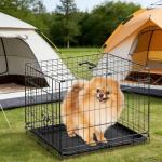 Sweetcrispy 24 Inch Single Door Dog Crate, Metal Pet Kennel with Secure Lock, Foldable Design, Removable Tray for Easy Cleaning, Portable Puppy Cage for Small Dogs, Ideal for Training & Travel