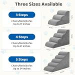 DUMOS Dog Stairs Ramp for Small Dogs and Cats, 4-Step Curved Pet Dog Steps with High-Density Foam for Puppy and Older Cats, Indoor Non-Slip Pet Ladder Ramp Stairs for Couch, High Beds, Sofa, Car, Grey