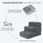 SIEMOUR 4-Step Dog Stair and Ramp for Small Dogs and Cats, Pet Steps for Bed with Non-Slip Bottom, Grey