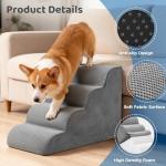 DUMOS Dog Stairs Ramp for Small Dogs and Cats, 4-Step Curved Pet Dog Steps with High-Density Foam for Puppy and Older Cats, Indoor Non-Slip Pet Ladder Ramp Stairs for Couch, High Beds, Sofa, Car, Grey