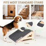2 Pack Dog Ramp Stairs for Small Dogs – 2-in-1 Solid Wood Pet Ramp & Calf Stretcher, Supports 170lbs, Non-Slip Carpet, Gentle Slope for Senior/Injured/Aging Dogs, Indoor/Gym Use, No Assembly Required