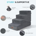 SIEMOUR 4-Step Dog Stair and Ramp for Small Dogs and Cats, Pet Steps for Bed with Non-Slip Bottom, Grey