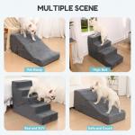 SIEMOUR 4-Step Dog Stair and Ramp for Small Dogs and Cats, Pet Steps for Bed with Non-Slip Bottom, Grey