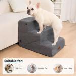 SIEMOUR 4-Step Dog Stair and Ramp for Small Dogs and Cats, Pet Steps for Bed with Non-Slip Bottom, Grey
