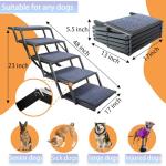 Dog Ramp for Car Truck and SUV Dog Stairs for Large Dogs Folding Pet Stairs with Non-Slip Rug Surface Supports Up to 250 lbs (5 Steps)