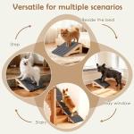 2 Pack Dog Ramp Stairs for Small Dogs – 2-in-1 Solid Wood Pet Ramp & Calf Stretcher, Supports 170lbs, Non-Slip Carpet, Gentle Slope for Senior/Injured/Aging Dogs, Indoor/Gym Use, No Assembly Required