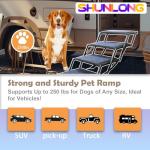 Dog Ramp for Car Truck and SUV Dog Stairs for Large Dogs Folding Pet Stairs with Non-Slip Rug Surface Supports Up to 250 lbs (5 Steps)