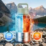 FUYEC 32oz Insulated Dog Water Bottle Dispenser, 3-in-1 Stainless Steel Travel Cup with 2 Detachable Food and Water Bowls, Leak Proof Large Pet Gear, Ideal Gift for Dog Lovers