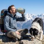 FUYEC 32oz Insulated Dog Water Bottle Dispenser, 3-in-1 Stainless Steel Travel Cup with 2 Detachable Food and Water Bowls, Leak Proof Large Pet Gear, Ideal Gift for Dog Lovers