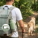 FUYEC 32oz Insulated Dog Water Bottle Dispenser, 3-in-1 Stainless Steel Travel Cup with 2 Detachable Food and Water Bowls, Leak Proof Large Pet Gear, Ideal Gift for Dog Lovers