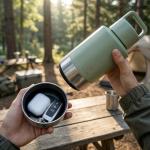 FUYEC 32oz Insulated Dog Water Bottle Dispenser, 3-in-1 Stainless Steel Travel Cup with 2 Detachable Food and Water Bowls, Leak Proof Large Pet Gear, Ideal Gift for Dog Lovers