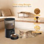 PETSDA Automatic Cat Feeders, 4L Timed Cat Dry Food Dispenser Auto Pet Feeder for Cats and Small Dogs Dual Power Supply 9 Meals Programmable 1-15 Portion Per Day with Stainless Bowl Easy Clean