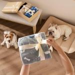 Bedsure 1 Pack 3 Pet Blankets, Super Soft Fluffy Premium Fleece Flannel Portable Throw Dog Blankets for Small Dogs, Printed Cat Puppy Blanket Grey/Brown/Blue Small(23x16 inch)