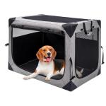 Hiaksedt Dog Crates - 36 Inch Collapsible Soft Dog Crate, 3-Door Foldable Soft Kennel for Large Dogs, Portable Pet Travel Cage with Chew Proof Mesh Window for Outdoors