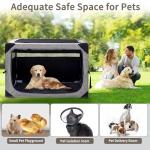 Hiaksedt Dog Crates - 36 Inch Collapsible Soft Dog Crate, 3-Door Foldable Soft Kennel for Large Dogs, Portable Pet Travel Cage with Chew Proof Mesh Window for Outdoors