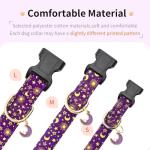 Jelwuion Cotton Dog Collar,Adjustable Cute Puppy Collar with Moon Patterned Design for Small Medium Large Dogs,Soft and Fancy Pet Collar with Safety Buckle for Girl Boy Dogs (Purple Moon, Medium)