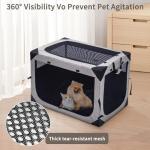 Hiaksedt Dog Crates - 36 Inch Collapsible Soft Dog Crate, 3-Door Foldable Soft Kennel for Large Dogs, Portable Pet Travel Cage with Chew Proof Mesh Window for Outdoors