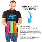 Bull Fit K9 Dog Bite Tug Toy with 2 Strong Handles - Made of Durable & Tear-Resistant French Linen - Perfect for Tug of War, Fetch & Puppy Training - Ideal for Medium to Large Breeds