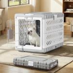 Collapsible Dog Crate for Medium/Small Dogs - 28" L Foldable Dog Cage No-Tool Assembly, Travel Dog Crate with 2 Wheels - Easy to Carry, Space-Saving, Indoor Outdoor Use, 27.96"(L) X18.3(W) X20.87(H)